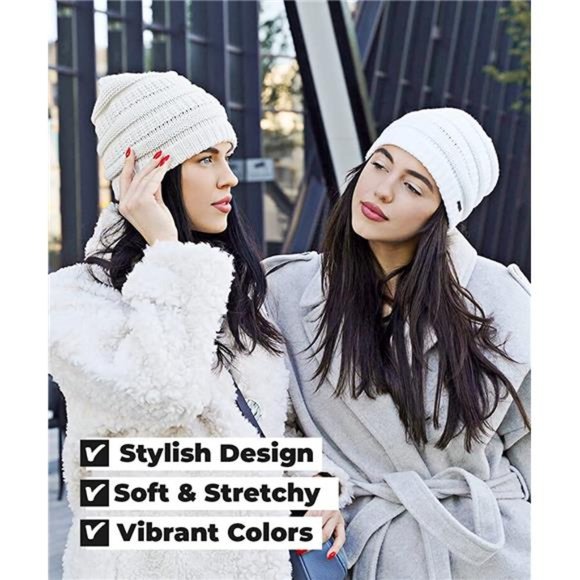 Women’s Soft Warm Stretchy Trendy Chunky Knit Beanie - Stylish Cable Knit Beanie